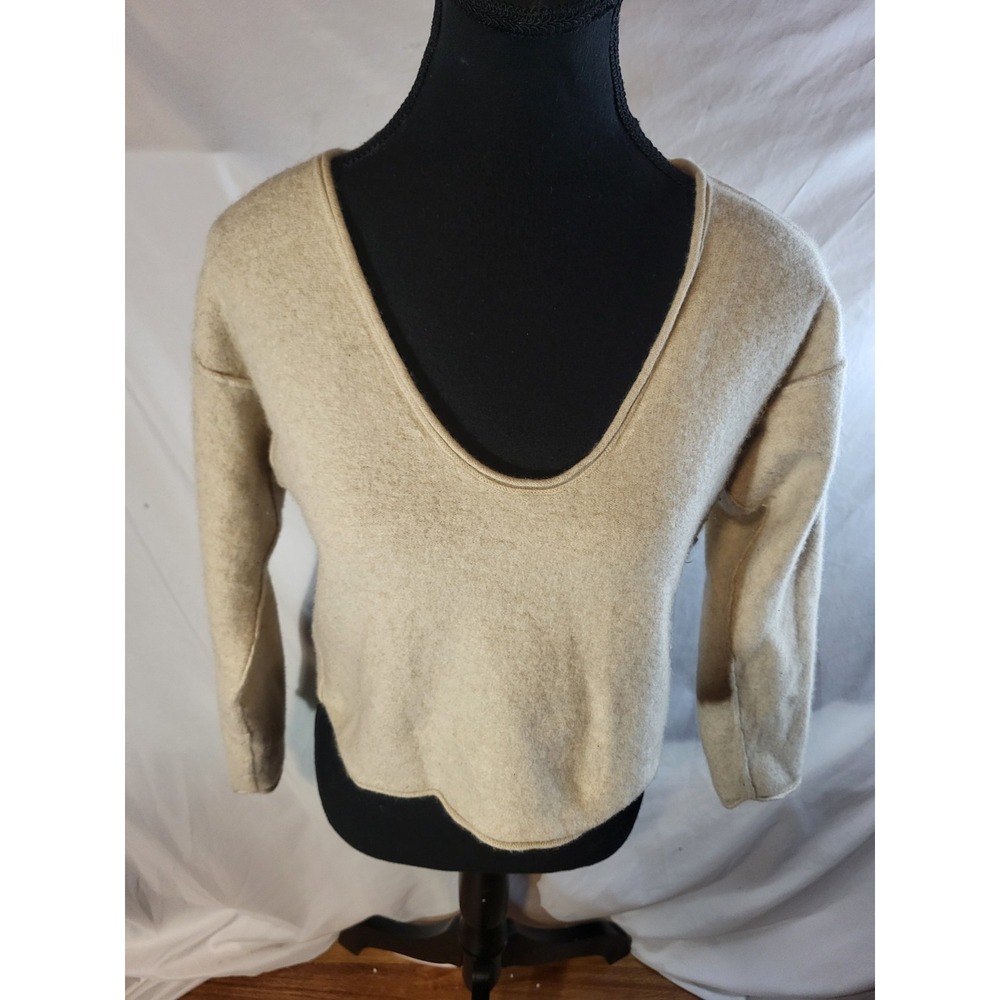 Free People Sweater Womens M Ivory 100% Cashmere Cropped Pullover
